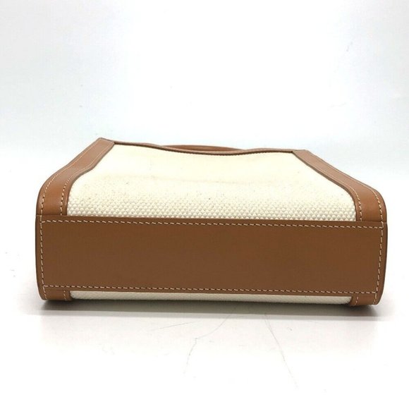 Authentic CELINE logo Vertical Cabas Mini 2WAY Shoulder Bag Canvas/Leather - Picture 3 of 9